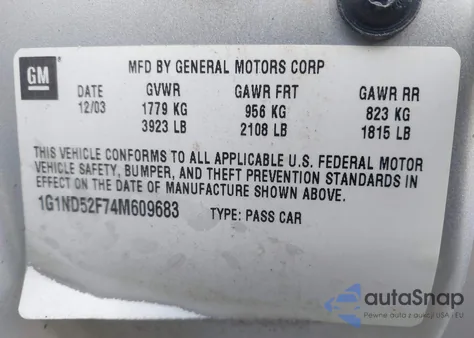 2004 Chevrolet Classic из США, поврежденный, VIN 1G1ND52F74M609683